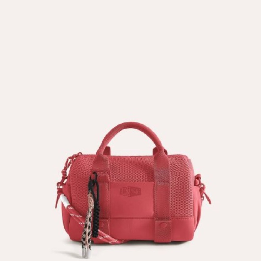 MCM Coral Pink Mini Duffel Bag with Strap Charm